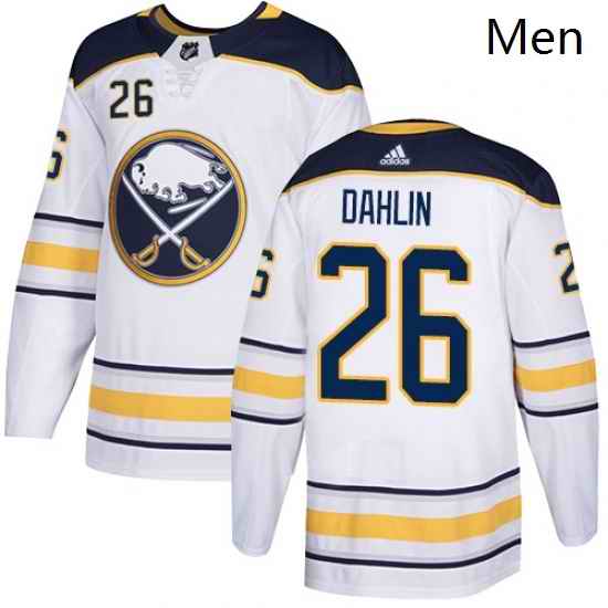 Mens Adidas Buffalo Sabres 26 Rasmus Dahlin Authentic White Away NHL Jersey